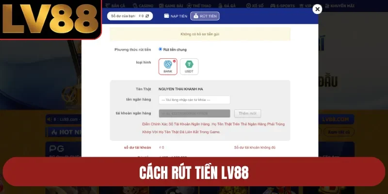 Cách rút tiền LV88
